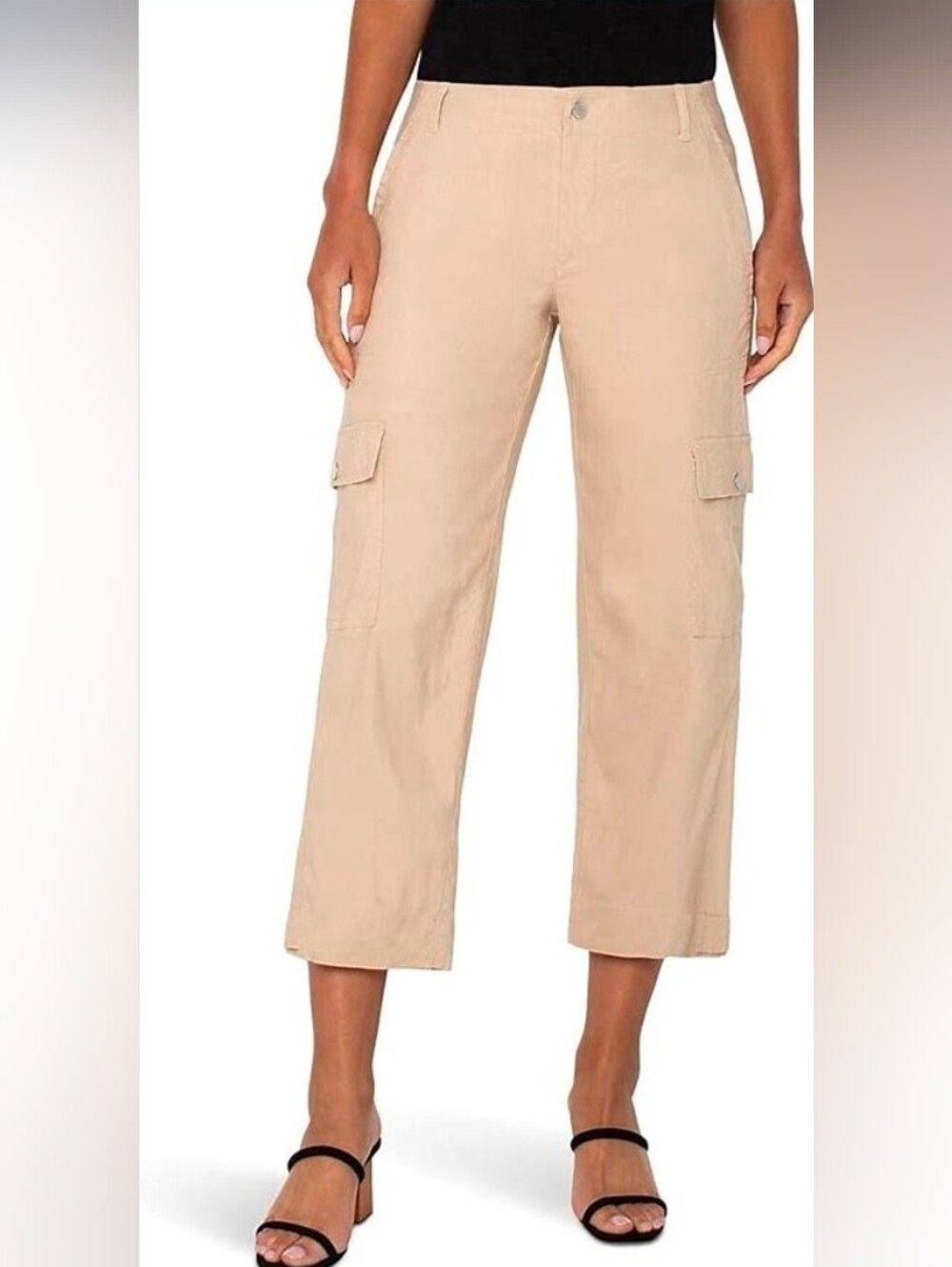 Liverpool Lille Beige Cargo Crop Pants Tab Hem 6P